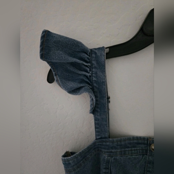 Ruffle Women's Denim Jumpsuit. (Evolutionary) - Picture 4 of 12